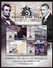 GAMBIA - 2009 - Obama's Whistle Stop Tour - Perf 4v Sheet - MNH-Private ...