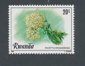 Rwanda 1981 Scott 1009 MNH - 20c, Flowers 