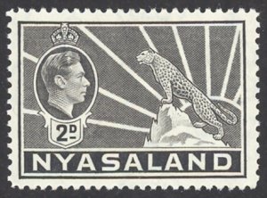 Nyasaland Protectorate Sc# 57 MH (b) 1938-1944 2p gray King George VI & Leopard