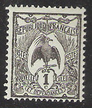 New Caledonia 1c Stamp MLH