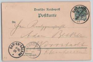 German East Africa 1901 3p on 5pf Postal Stationery Card Bagamoyo to Germany