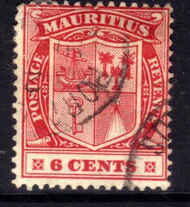 Mauritius 1910 KGV 6ct Carmine Red used SG 186 ( D161 )