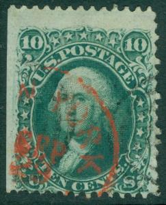 EDW1949SELL : USA 1868 Scott #96 Used. Fresh. Red cancel. Catalog $260.00.