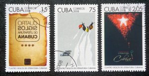 CUBA Sc# 4836-4838 CUBAN LITERATURE writing books CPL SET of 3  2008  used / cto