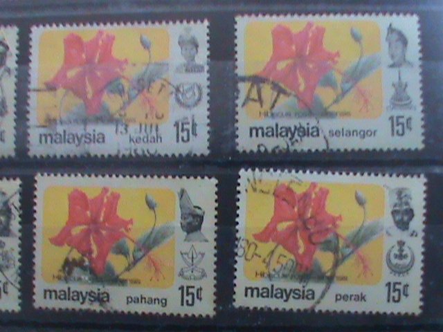 ​MALAYSIA-1979 -MILITARY-SULTAN FLOWERS USED 12 STAMPS-#M36 -VERY FINE