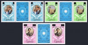 Uganda 314a-316a gutter,MNH.Mi 298-300. Prince Charles,Lady Diana,1981.New value