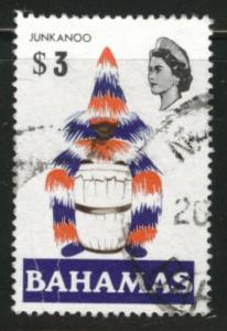 BAHAMAS Scott 330 Used $3 drum stamp  CV$7.25 1971
