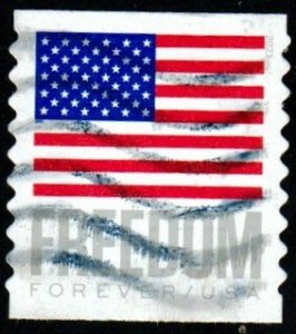 SC# 5788 - (63c) - Flag & FREEDOM - USED - Coil Single - Die Cut 9.5 Vertical