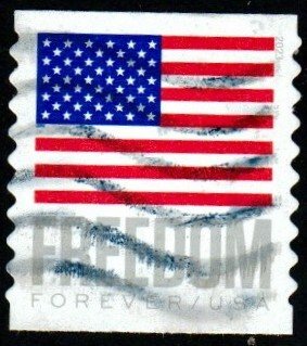 SC# 5788 - (63c) - Flag & FREEDOM - USED - Coil Single - Die Cut 9.5 Vertical