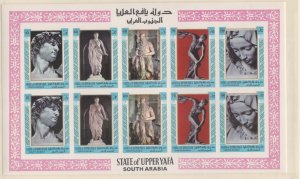 Aden - Upper Yafa Mi17B-21b, Famous Sculptures, IMPERF Sheet,  Mint NH