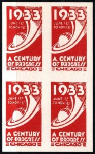 1933 US Poster Stamp Chicago Century of Progress Exposition Block/4 MNH