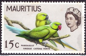 MAURITIUS 1965 QEII 15c Pale Grey, Birds-Parakeet SG322 MH