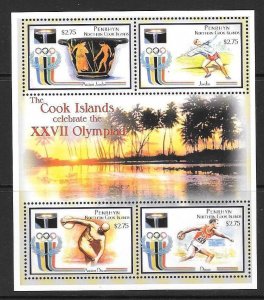 PENRHYN ISLAND SG536a 2000 OLYMPIC GAMES SHEETLET MNH