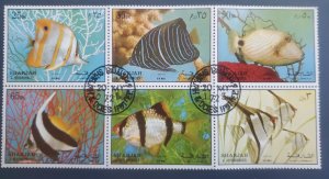 Sharjah, 1972 fish,  MNH 6-block