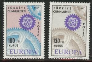 TURKEY Scott B120-121 MH* Europa 1967 semipostal stamp set