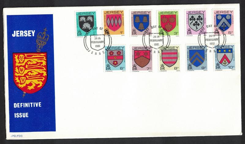 Jersey Definitives Arms of Jersey Families FDC SG#249-259