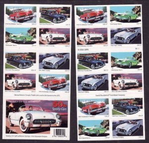 USA-Sc#3935b- id12-unused NH booklet pane-Sporty Cars of 1950's-2005-