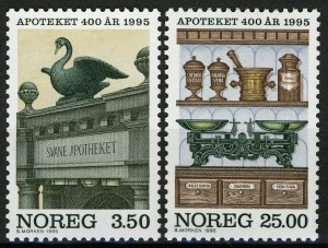 Norway 1995, NK 1221-22, Pharmacies 400th Anniv set VF MNH, Mi 1172-73 8€