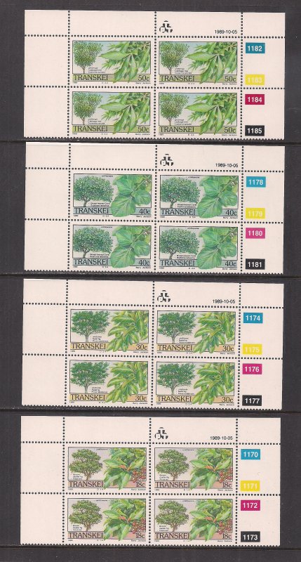 SOUTH AFRICA - TRANSKEI SC# 227-30  4 CONTROL BKS/4 # 1170-85   FVF/MNH 1989