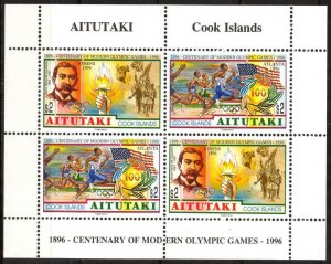 Aitutaki / Cook islands 1996 Olympics Games Atlanta sheet of 4 MNH