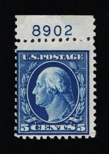 GENUINE SCOTT #504 MINT OG NH 1917 5¢ BLUE PERF-11 UNWATERMARKED PLATE #8902