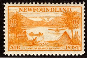 AM15, NSSC,Newfoundland Air Mail, 10c yellow, Land of Heart's Delight, MLHOG,