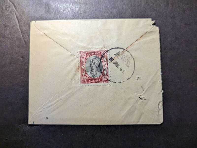 1946 India Jaipur State Cover Bonli Hindi Manuscript