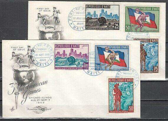 Haiti, Scott cat. 448-450, C145-147. Pan American Games. First day Cover. ^