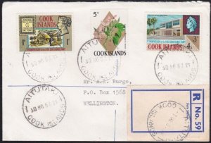 COOK IS 1967 registered cover to New Zealand ex AITUTAKI...................A7998