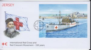 Jersey 2013, Red Cross (SS Vega)  Miniature Sheet  on FDC