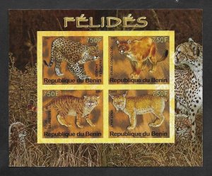 SE)2007 BENIN, WILDLIFE, FELINES, LEOPARD, PUMA, PANTHER, LYNX, SS, MNH