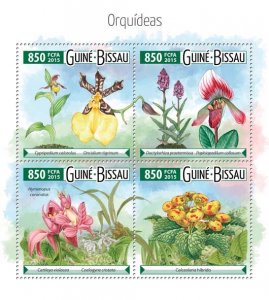 GUINEA BISSAU - 2015 - Orchids - Perf 4v Sheet - Mint Never Hinged