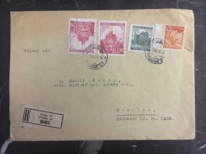 1941 Prague Bohemia Moravia Registered  Cover Czechoslovakia To Hranice