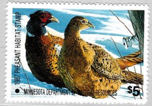 1987 #5 MNH Minnesota Pheasant Habitat Stamp