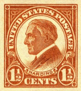 1925 1 1/2c Warren Harding, Yellow Brown, Imperforate Scott 576 Mint F/VF LH