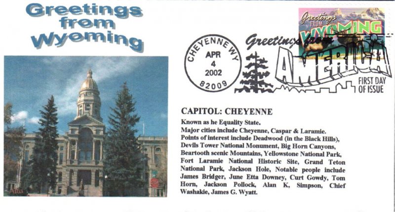 #3610 Greetings From Wyoming Alto FDC