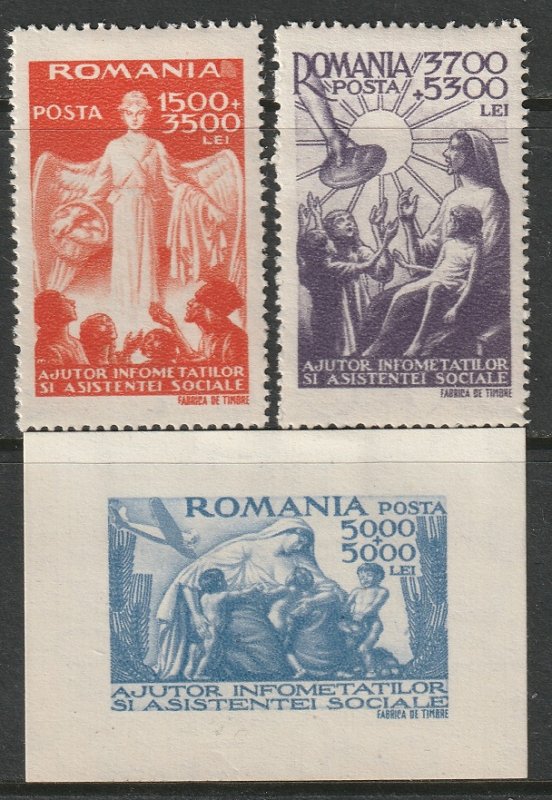 Romania 1947 Sc B346-8 set MH