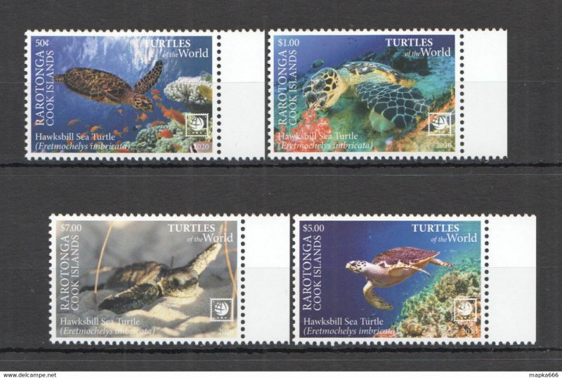 2020 Rarotonga Sea Turtles !!! Sale Marine Life Reptiles Fauna Set ** Nw685