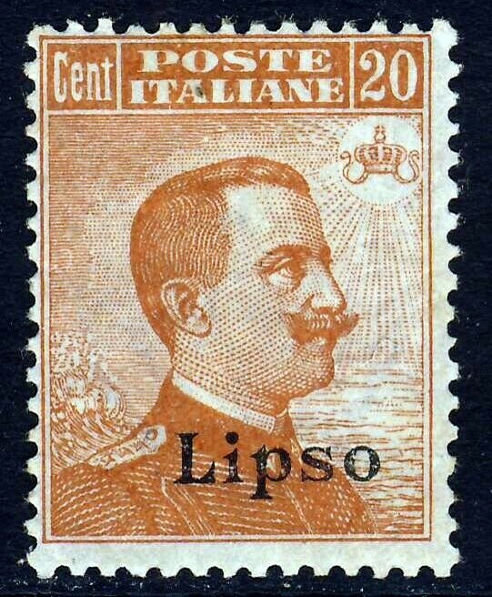 ITALIAN OCCUPATION OF GREEK ISLANDS 1912 Overprnted LIPSO 20c Orange SG 10F MINT