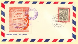 CUBA 1959 DAY OF THE HOSPITALS Cachet Label Cover NURSE Sc 613 Unaddressed