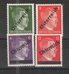 Austria 1945 Sc# 390-393 MH VG/F - Postwar overprinted Third Reich issues