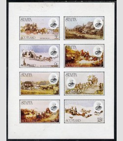 STAFFA 1979 Rowland Hill Mail Coach Sheet 8 values Imperforated (NH)VF