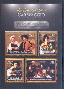 CENTRAL AFRICA 2012  THE GREATEST PAINTERS CARAVAGGIO SHEET NH