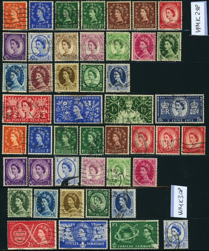 Great Britain #292-308 #313-337 Queen Elizabeth Postage Stamp Collection Used 