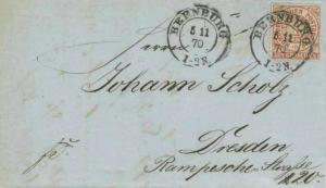 Germany North German Confederation 1gr Numeral Envelope c1870 Langewiesen to ...