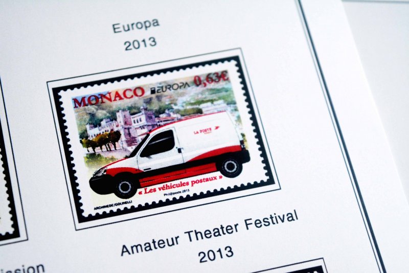 COLOR PRINTED MONACO 2011-2020 STAMP ALBUM PAGES (63 illustrated pages)