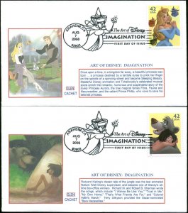 US FDC #4342 - #4345 Set of 4 Ron Sobel Glen Cachet  Anaheim, CA  Walt Disney