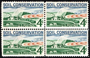SC#1133 4¢ Soil Conservation Block of Four (1959) Uncancelled/No Gum