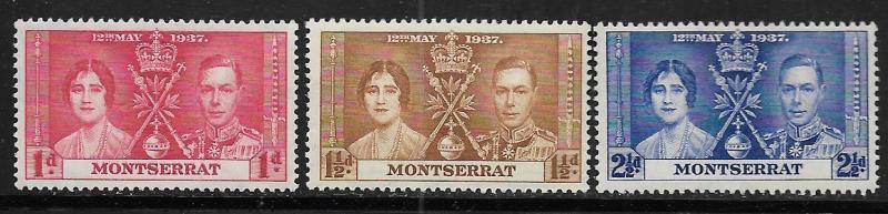 MONTSERRAT, 89-91, MINT HINGED, ROYAL TYPE