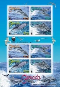 Grenada - 2007 - WWF Dolphins - Sheet Of 8 - MNH